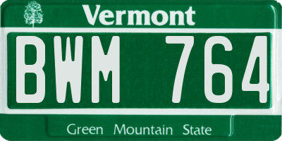 VT license plate BWM764