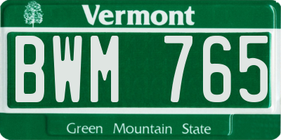 VT license plate BWM765