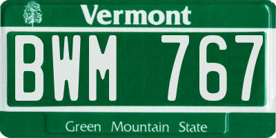 VT license plate BWM767
