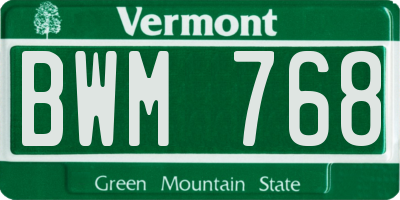 VT license plate BWM768