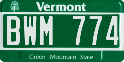 VT license plate BWM774