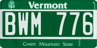 VT license plate BWM776
