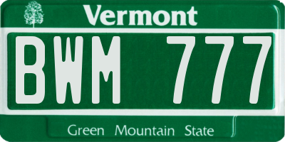 VT license plate BWM777
