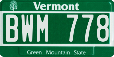 VT license plate BWM778