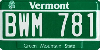 VT license plate BWM781