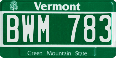 VT license plate BWM783