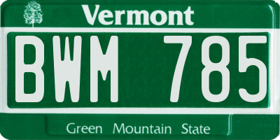 VT license plate BWM785