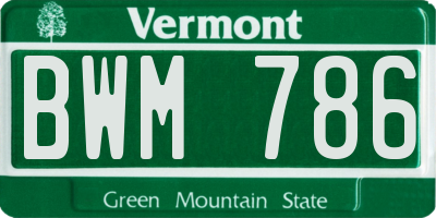 VT license plate BWM786