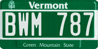 VT license plate BWM787
