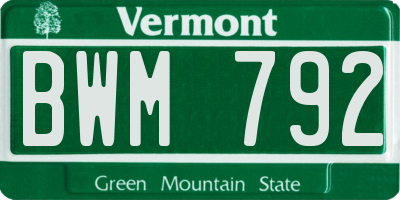 VT license plate BWM792