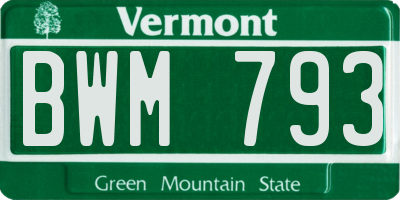 VT license plate BWM793