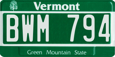 VT license plate BWM794
