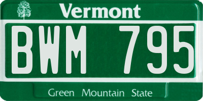 VT license plate BWM795