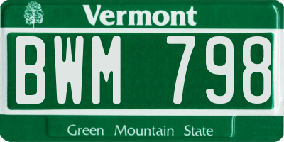 VT license plate BWM798