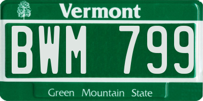 VT license plate BWM799