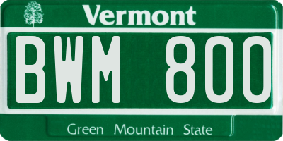 VT license plate BWM800