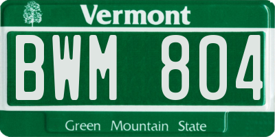 VT license plate BWM804