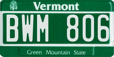 VT license plate BWM806