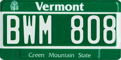 VT license plate BWM808