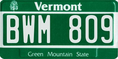 VT license plate BWM809