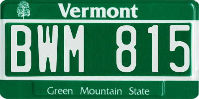 VT license plate BWM815