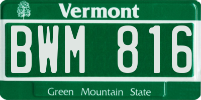VT license plate BWM816