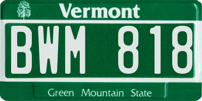 VT license plate BWM818
