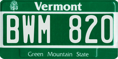 VT license plate BWM820