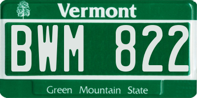 VT license plate BWM822
