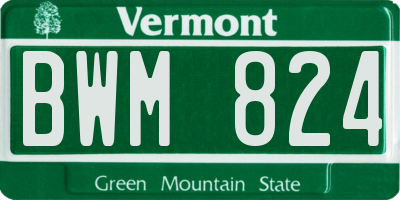 VT license plate BWM824