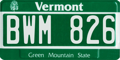 VT license plate BWM826