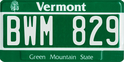 VT license plate BWM829