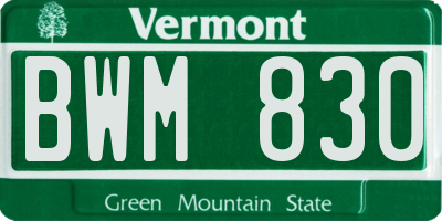 VT license plate BWM830