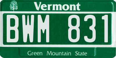 VT license plate BWM831
