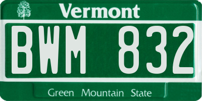 VT license plate BWM832