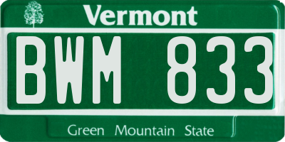 VT license plate BWM833