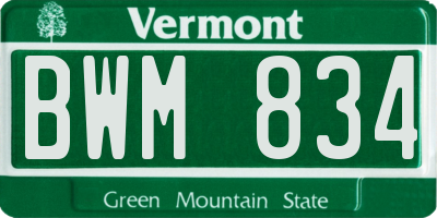 VT license plate BWM834