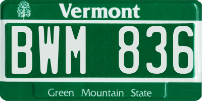 VT license plate BWM836