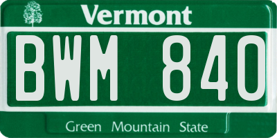 VT license plate BWM840