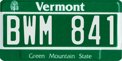 VT license plate BWM841