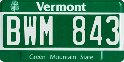 VT license plate BWM843
