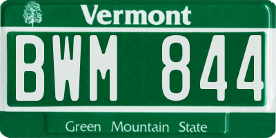 VT license plate BWM844