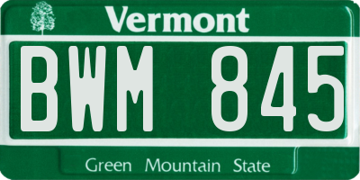 VT license plate BWM845