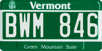 VT license plate BWM846