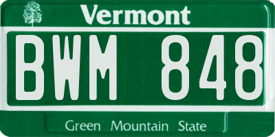 VT license plate BWM848