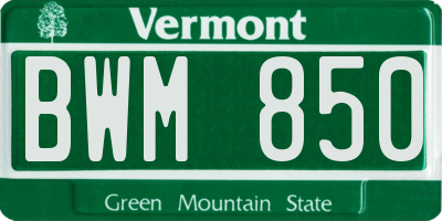 VT license plate BWM850