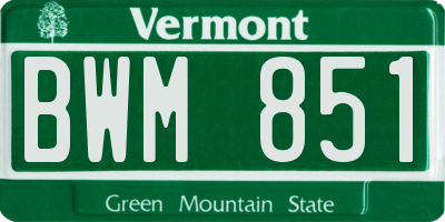VT license plate BWM851