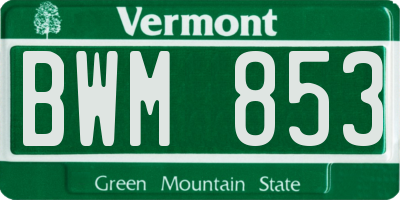 VT license plate BWM853