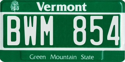 VT license plate BWM854