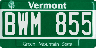 VT license plate BWM855
